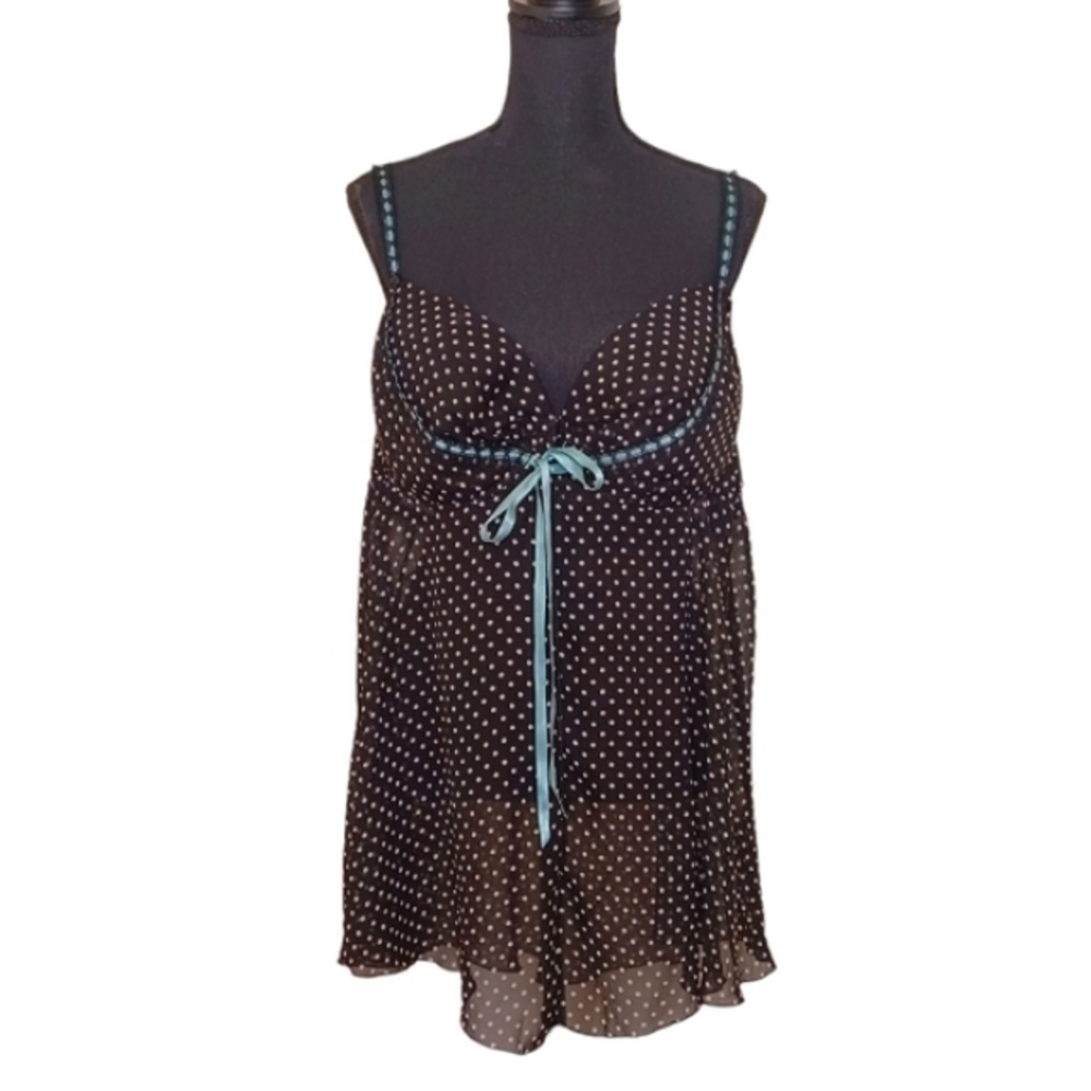 Cacique Sheer Babydoll Whimsigoth Polka Dot Nightie Top Womens Plus 22-24